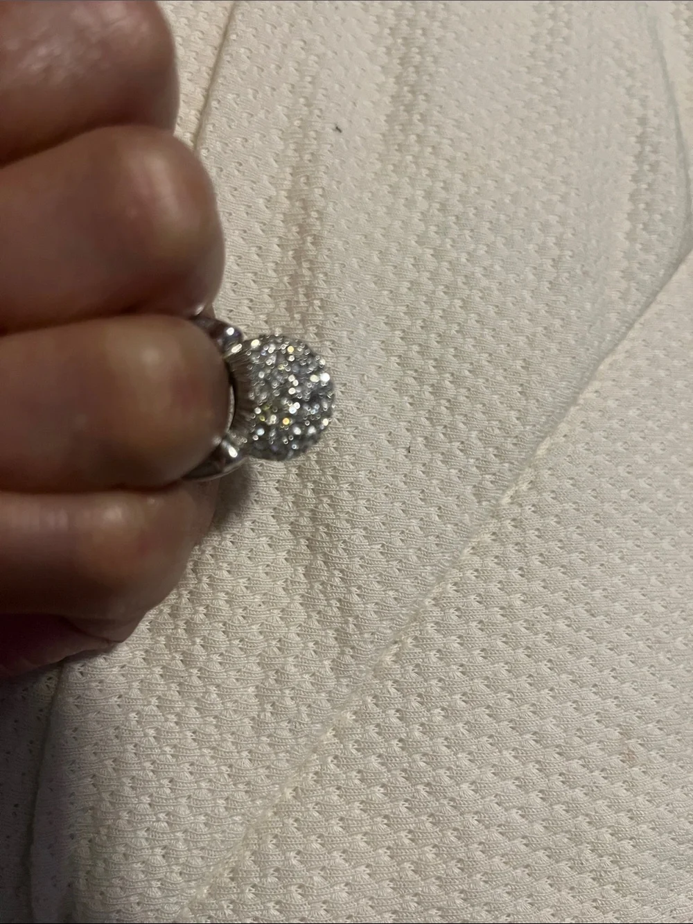 Crystal Pavé Dome Cocktail Ring in Silver